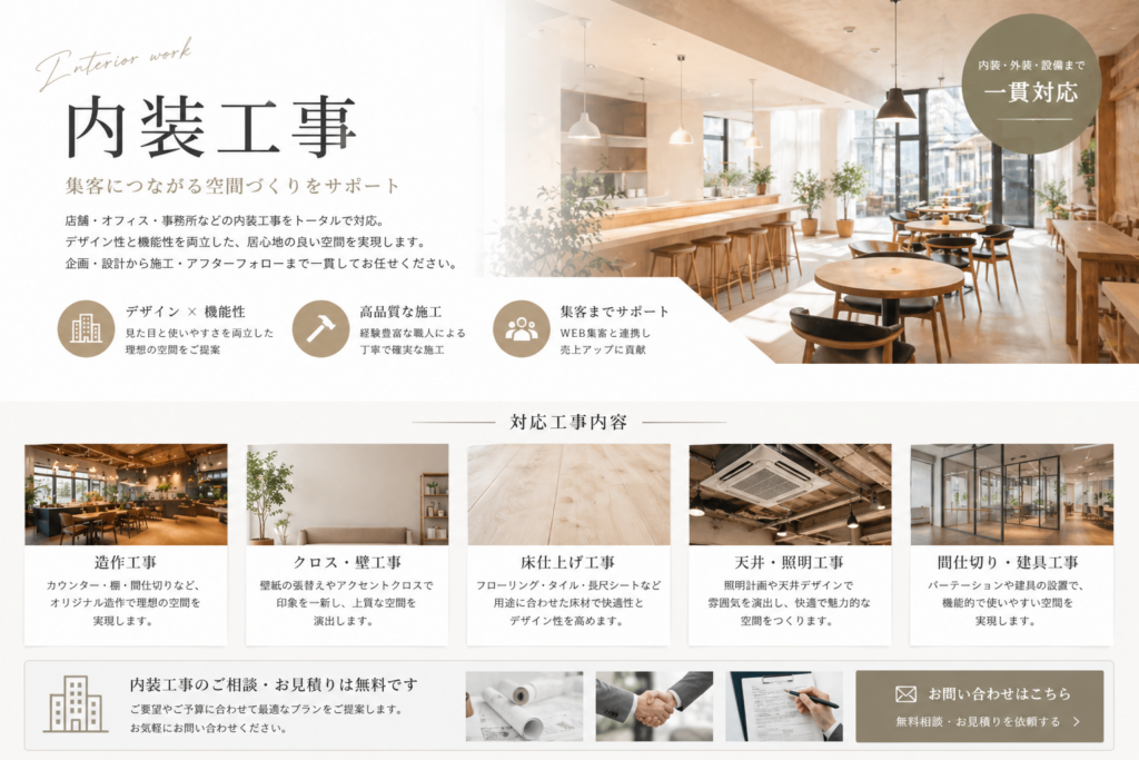 内装工事/集客につながる空間づくりをサポート