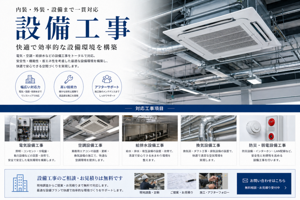 設備工事/快適で効率的な設備環境を構築