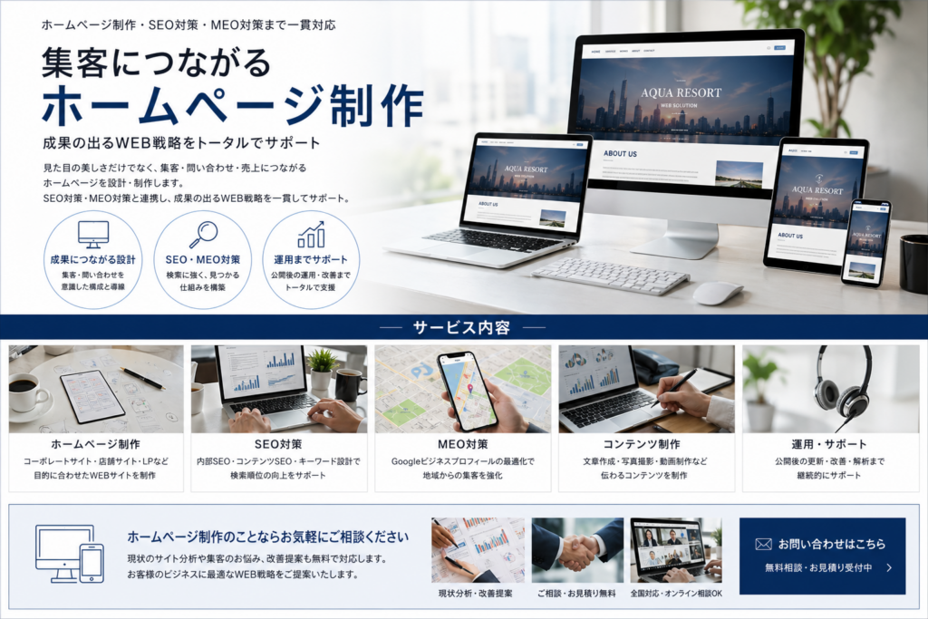 集客につながるホームページ制作/株式会社アクアリゾート